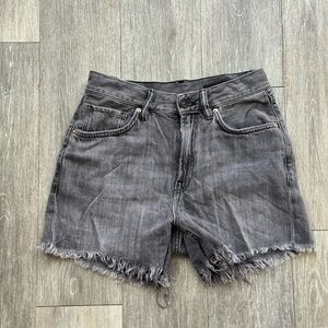 All Saints Faded Black Denim Shorts - Size 25
